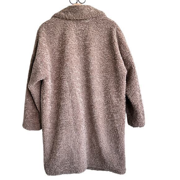 Zara brown teddy soft textured coat size‎ XS - Picture 3 of 11